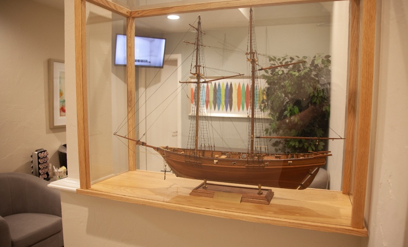 Model ship in waiting area