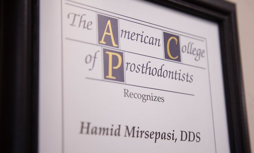 American College of Prosthodontists certificate